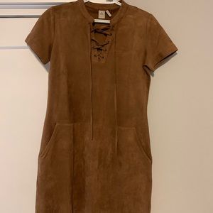 Paper Crane Mini Faux Suede Dress